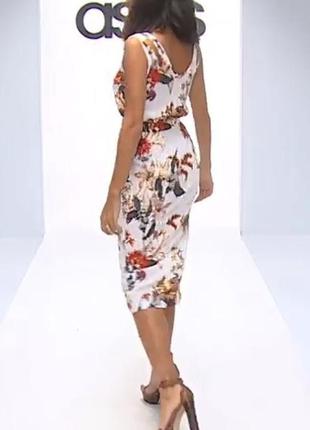 Розпродаж сукня warehouse міді натуральна asos з квітковим принтом10 фото