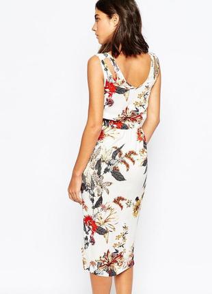 Розпродаж сукня warehouse міді натуральна asos з квітковим принтом8 фото