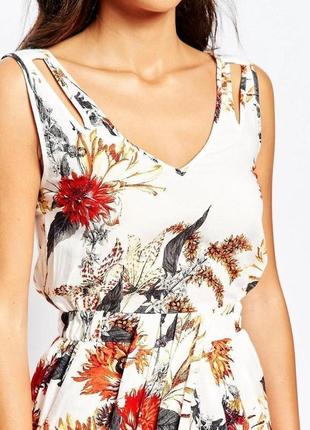 Розпродаж сукня warehouse міді натуральна asos з квітковим принтом9 фото