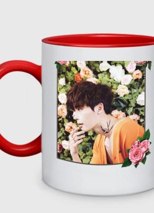 Чашка з принтом  двоколірна «лі чон сік» (колір чашки на вибір)