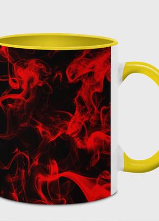 Чашка з принтом «3д розлом 3d плити та вогонь» (колір чашки на вибір)