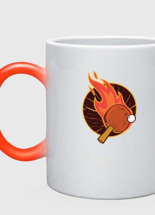 Чашка з принтом  хамелеон «настільний теніс» (колір чашки на вибір)