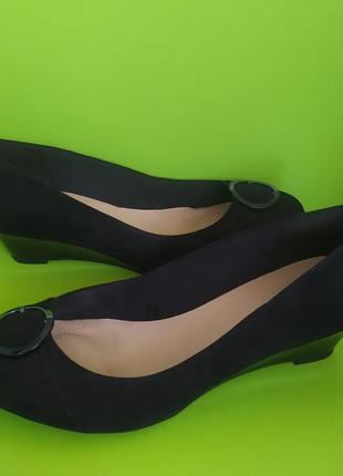 Чёрные туфли на маленькой танкетке wide fit, 7/40