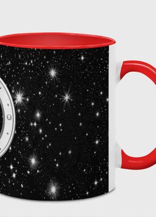 Чашка з принтом  «юрій гагарин зоряне небо» (колір чашки на вибір)
