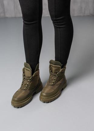 Ботинки женские fashion troktsky 3798 36 размер 23,5 см оливковый10 фото