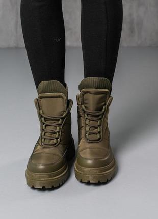 Ботинки женские fashion troktsky 3798 36 размер 23,5 см оливковый2 фото