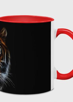 Чашка з принтом  «тигр у темноті очей звіря» (колір чашки на вибір)