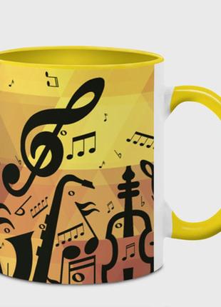 Чашка с принтом  «любовь к музыки» (цвет чашки на выбор)