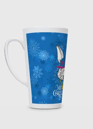 Чашка з принтом  лате «merry christmas, rabbit in cap»