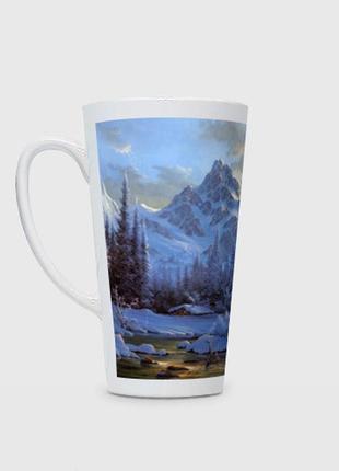 Чашка с принтом латте «горы»