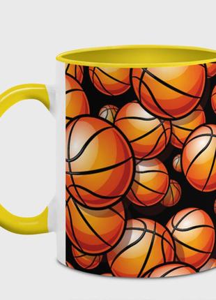 Чашка з принтом  «баскетбольні яскраві м'ячі» (колір чашки на вибір)2 фото