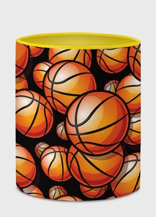 Чашка з принтом  «баскетбольні яскраві м'ячі» (колір чашки на вибір)4 фото