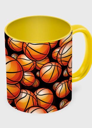 Чашка з принтом  «баскетбольні яскраві м'ячі» (колір чашки на вибір)3 фото