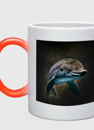 Чашка з принтом  хамелеон «красавачок морів» (колір чашки на вибір)