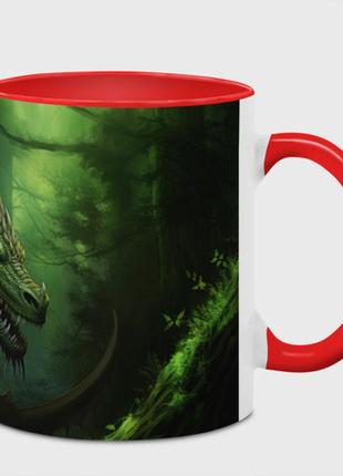 Чашка з принтом  «зелений дракон символ 2024» (колір чашки на вибір)