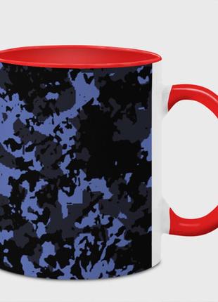 Чашка с принтом  «тёмно-синий камуфляж» (цвет чашки на выбор)