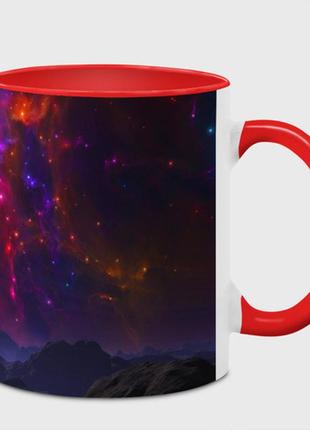 Чашка с принтом  «бесконечное космическое пространство - планета» (цвет чашки на выбор)