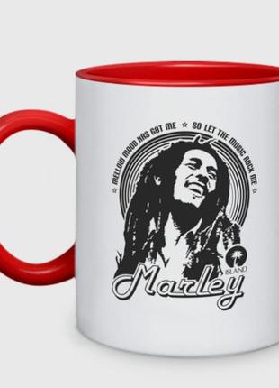 Чашка с принтом двухцветная «marley» (цвет чашки на выбор)