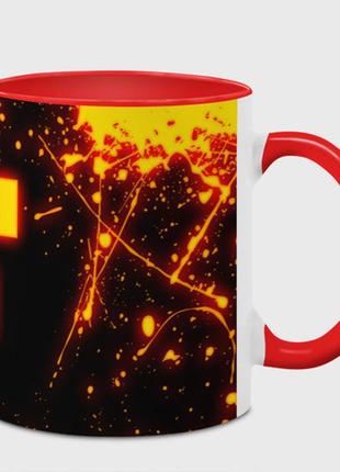 Чашка з принтом  «вогняний крипер: майнкрафт» (колір чашки на вибір)