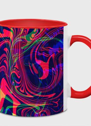 Чашка с принтом  «яркие волны» (цвет чашки на выбор)