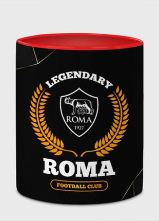 Чашка з принтом «лого roma та напис legendary football club на темному тлі» (колір чашки на вибір)4 фото