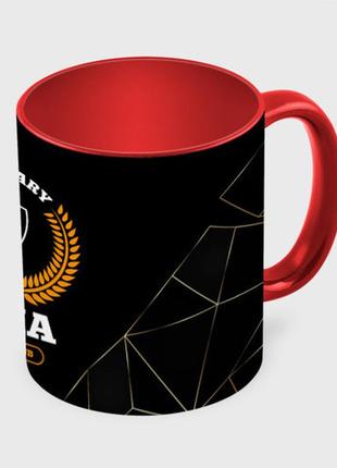 Чашка з принтом «лого roma та напис legendary football club на темному тлі» (колір чашки на вибір)3 фото