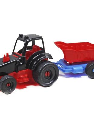 Трактор с прицепом чорний+червоний