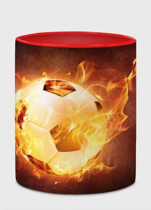 Чашка с принтом  «футбольный мяч огонь» (цвет чашки на выбор)4 фото