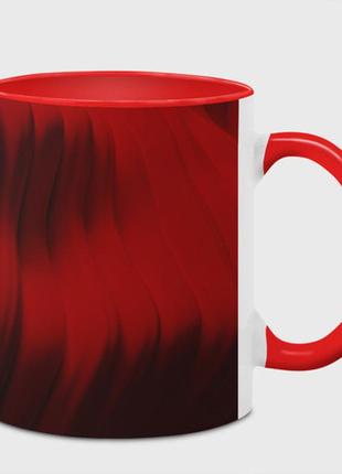 Чашка з принтом  «червоні абстрактні хвилі в темряві» (колір чашки на вибір)