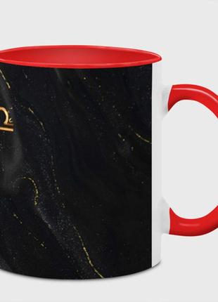 Чашка с принтом  «символ знака зодиака весы черно-золотой» (цвет чашки на выбор)