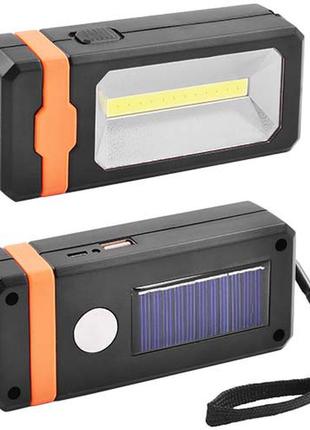 Фонарь кемпинг 8051-lm+cob, солнечная батарея, зу micro usb, встроенный аккумулятор, power bank, магнит