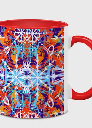 Чашка с принтом  «яркий зимний разноцветный» (цвет чашки на выбор)