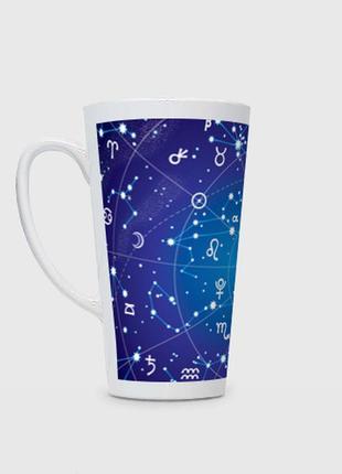 Чашка з принтом  лате «котик символ 2023 на мапі зоряного неба»