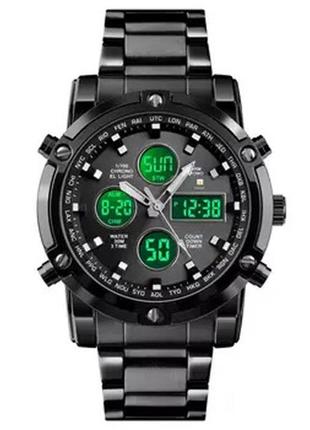 Годинник наручний чоловічий з підсвіткою skmei molot limited 1389bk all black