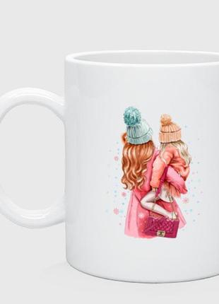 Чашка с принтом керамическая «мама и дочка»