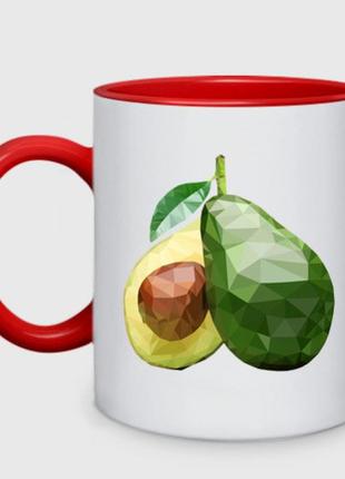 Чашка с принтом двухцветная «авокадо фрукт» (цвет чашки на выбор)