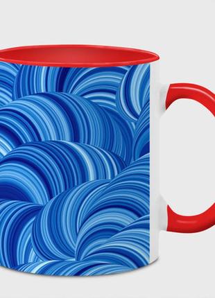 Чашка с принтом  «дуговой шлейф - синий паттерн» (цвет чашки на выбор)