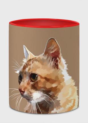 Чашка з принтом «рудий кіт» (колір чашки на вибір)4 фото
