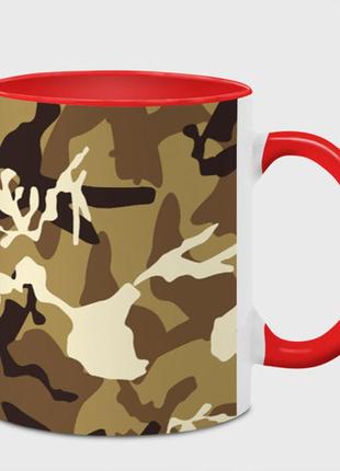 Чашка з принтом  «камуфляж woodland осінь великий» (колір чашки на вибір)