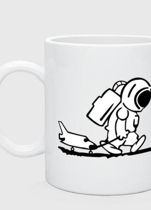 Чашка с принтом керамическая «ребенок космонавт с шаттлом»