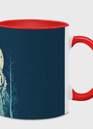 Чашка с принтом  «старик с волком» (цвет чашки на выбор)