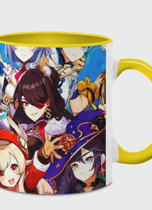 Чашка з принтом «герої гри genshin impact» (колір чашки на вибір)