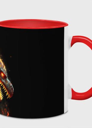Чашка з принтом  «яростий вогненний дракон» (колір чашки на вибір)