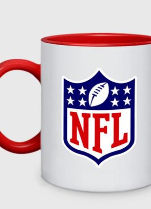 Чашка з принтом  двоколірний «nfl» (колір чашки на вибір)