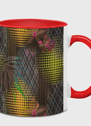 Чашка с принтом  «абстрактный тропический узор» (цвет чашки на выбор)