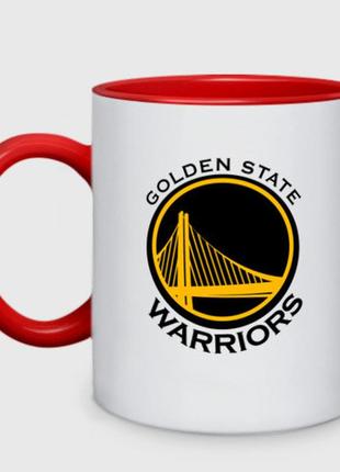 Чашка с принтом двухцветная «golden state warriors» (цвет чашки на выбор)
