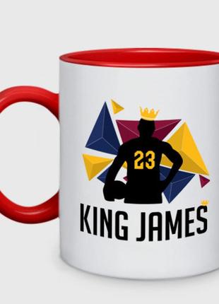 Чашка з принтом  двоколірний «king james 23» (колір чашки на вибір)