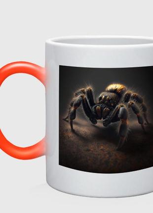 Чашка з принтом  хамелеон «великий павук» (колір чашки на вибір)