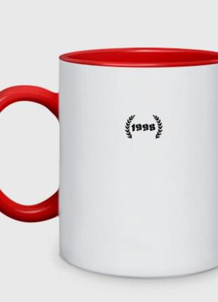 Чашка з принтом  двоколірний «1998» (колір чашки на вибір)