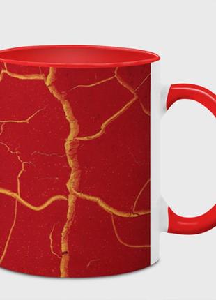 Чашка з принтом  «червоний текстурний візерунок» (колір чашки на вибір)